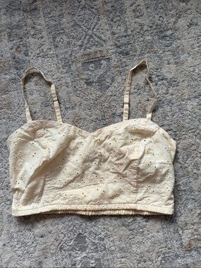 Forever 21 Cream Eyelet Cropped Cami Top